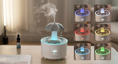 Humidificador con luz led, humidificador relajante, humidificador de sombrilla, aromaterapia, humidificador con sonido relajante.